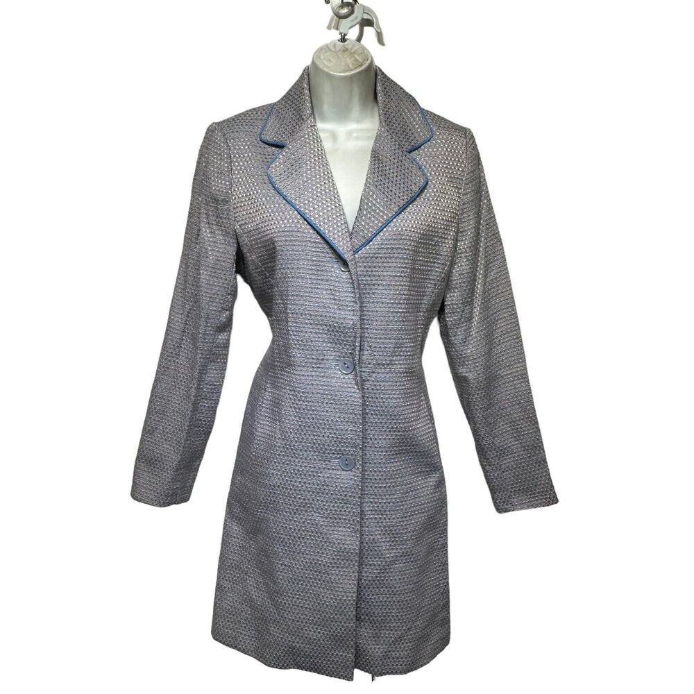 via spiga red label pink purple woven peacoat jacket size 10